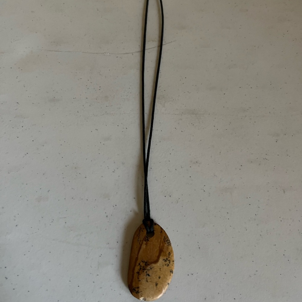 Necklace - stone with black leather